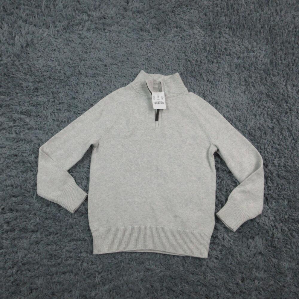 Crewcuts Sweater Kids 6-7 Gray Half Zip Mock Neck Pullover Knit NWT